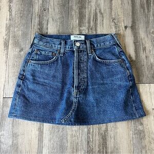 AGOLDE Parker Angled Hem Mini Skirt in Denim Blue